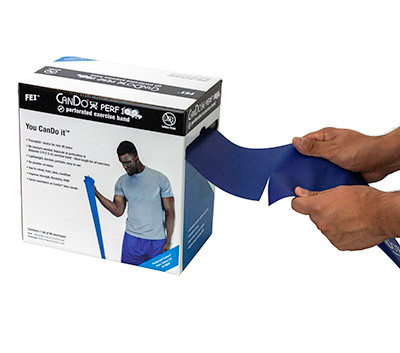 CanDo Latex Free Exercise Band, Latex Free, 100 Yard Perforated Dispenser Box, Heavy - Blue.