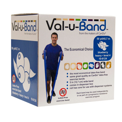 Val-u-Band Resistance Bands, 50-YRD Dispenser Roll, Latex-Free, Level 4/7 - Blueberry.