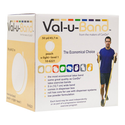 Val-u-Band Low Powder Exercise Band, Level 1/7, X-Light, Peach.