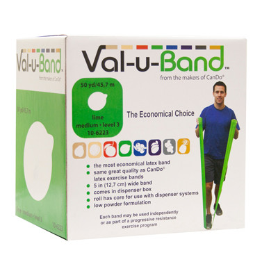 Val-u-Band Low Powder Exercise Band, Level 3/7, Medium, Green.