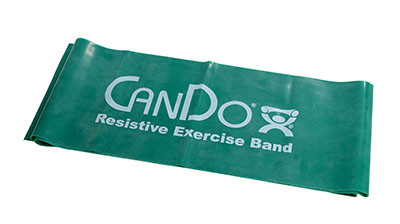 CanDo Low Powder Pre-Cut Exercise Band, 5-Foot Single, Medium - Green.