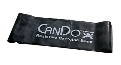 CanDo Low Powder Pre-Cut Exercise Band, 5-Foot Single, X-Heavy - Black.