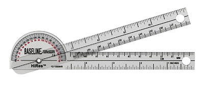 Baseline HiRes 180 degree Clear Plastic Pocket Goniometer, 6 inch arms.