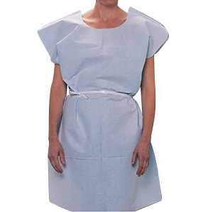 IMCO Disposable Patient Exam Gowns Tissue/Poly/Tissue-Front/Back Opening, Blue, 30x42 inches - 50/BX.