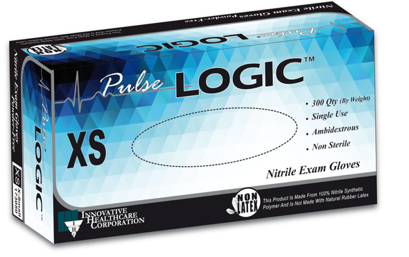 Pulse LOGIC Blue Nitrile Exam Gloves, Medium, Thinfilm, Powder Free - 300/BX.