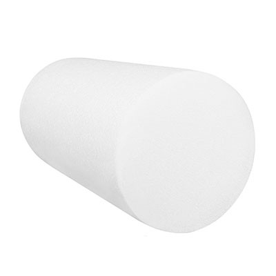 CanDo PE Foam Roller, White Round, 6x12 inches.