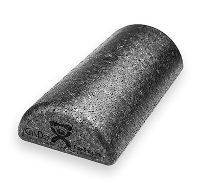 CanDo Foam Roller, Black Composite Extra Firm, Half-Round, 6x12 inches.