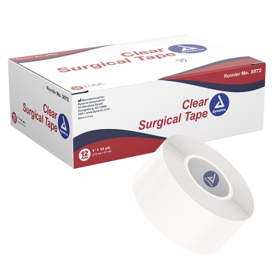 Dynarex 1 inch Transparent (Clear) Surgical Tape - 12/BX.