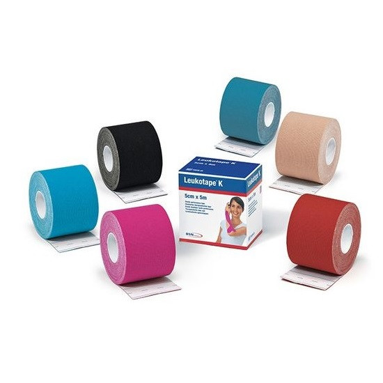 Leukotape K Adhesive Tape, Elastic, 5cm x 5 meters - Black.