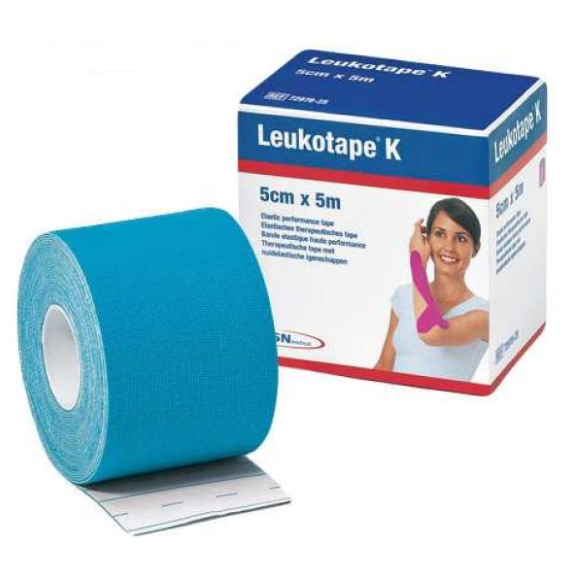 Leukotape K Adhesive Elastic Tape, 2.5 cm x 5 meters, Blue - 5/BX.