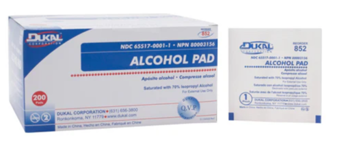 Dukal Alcohol Prep Pads, 70% Isopropyl Alcohol - 200/BX, 20 BX/CS.
