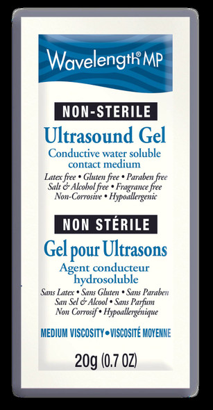 Wavelength Blue Multi-Purpose Ultrasound Gel with Medium Viscosity, Non-Sterile - 20g packets, 100/B