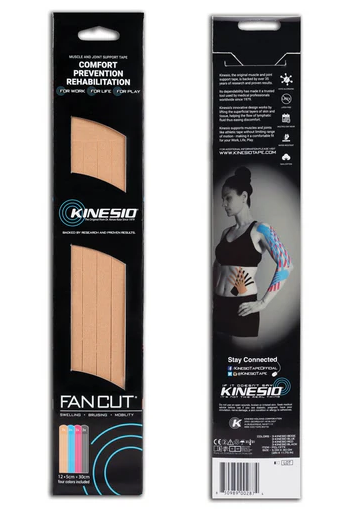 Kinesio Tape Pre-Cut, Fan Cut, 2 inch x 11.75 inch - Assorted Colors.