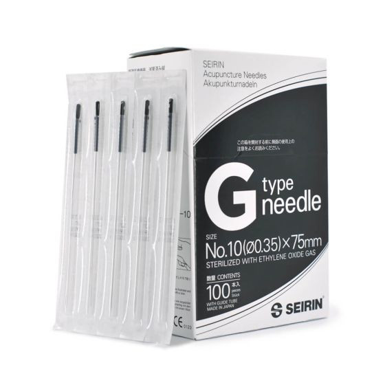 Seirin G-Type Acupuncture Needles, #10, 0.35mm / 90mm (3-1/2") - 100/BX.