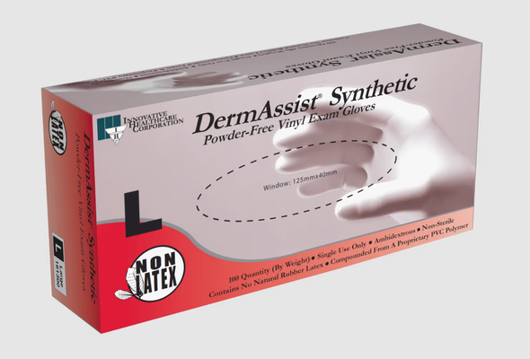 DermAssist Vinyl Exam Glove, X-Large, Non-Sterile, Powder Free - 100/BX.
