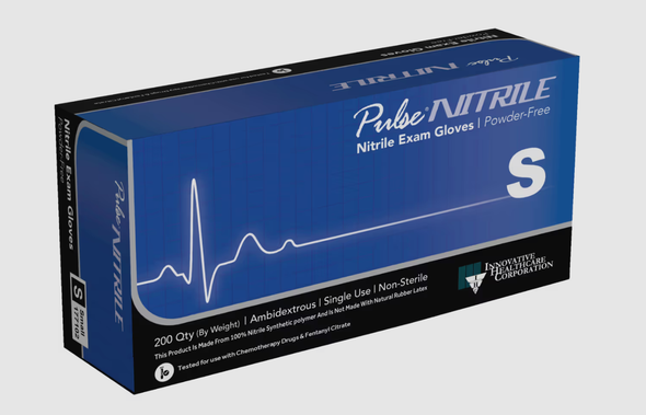 Pulse Nitrile Exam Glove, X-Small, Non-Sterile, Powder-Free, Textured, Thin Film - 200/BX.