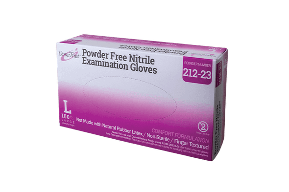 Omni Trust Nitrile Exam Glove, Large, Non-Sterile, Powder Free, Textured - 100/BX.