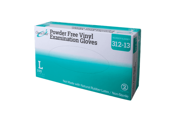 Omni Vinyl Exam Glove, Large, Non-Sterile, Powder Free - 100/BX.