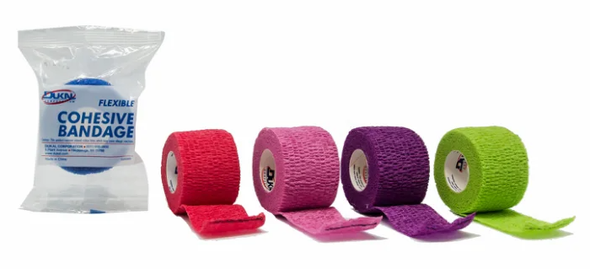 Dukal Cohesive Bandages, Non-Sterile, Assorted Color, 1.5 inches x 5 yards - 48/BX.