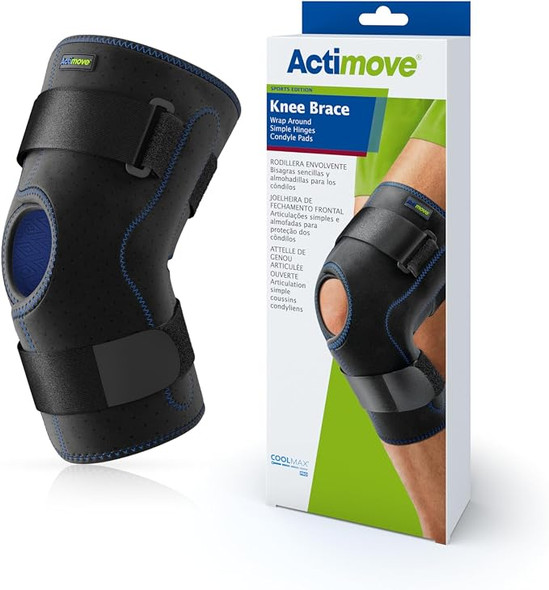 Actimove Medium Knee Brace Sports Edition w/D-Ring, Poly Hinges, Condyle Pads. Fits 16-18 inches.