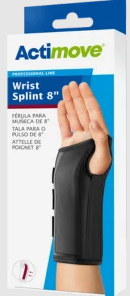 Actimove Professional Line Wrist Splint – 8 Inches, Black for Stability and Support.