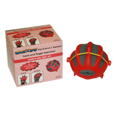 CanDo Digi-Extend n' Squeeze Hand Exerciser, Medium, Light - Red.