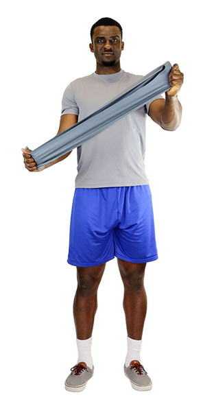 CanDo Low Powder Pre-cut 5 foot Exercise Bands, XX-Heavy - Silver - 30/BX.
