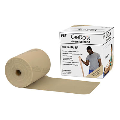 CanDo Low Powder Exercise Band, XX-Light, Tan.