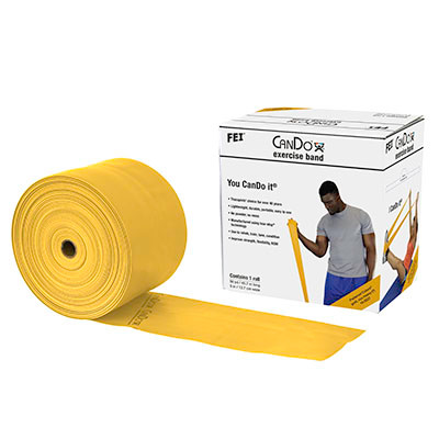 CanDo Low Powder Exercise Band, XXX-Heavy, Gold.