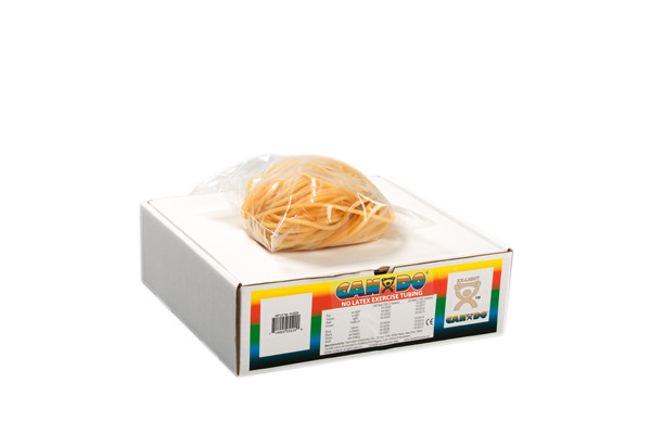 CanDo Exercise Tubing Latex Free, 100-Foot Dispenser Box, XX-Light - Tan.