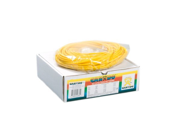 CanDo Exercise Tubing Latex Free, 100-Foot Dispenser Box, X-Light - Yellow.