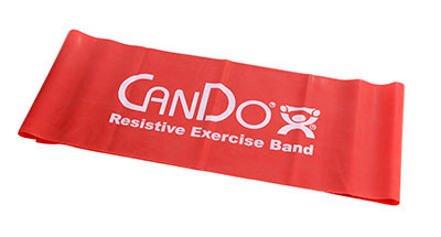 CanDo Low Powder Pre-Cut Exercise Band, 5-Foot Single, Light - Red.