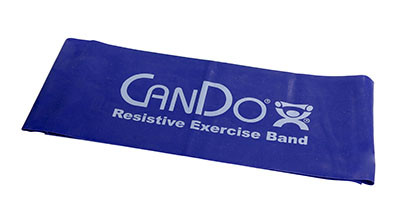 CanDo Low Powder Pre-Cut Exercise Band, 5-Foot Single, Heavy - Blue.