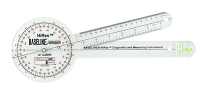 Baseline Plastic Absolute + Axis Goniometer, HiRes 360 Degree Head, 12 inch Arms.