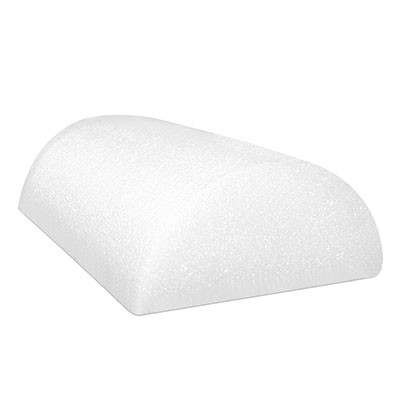CanDo PE Foam Roller, White Half-Round, 6x12 inches.