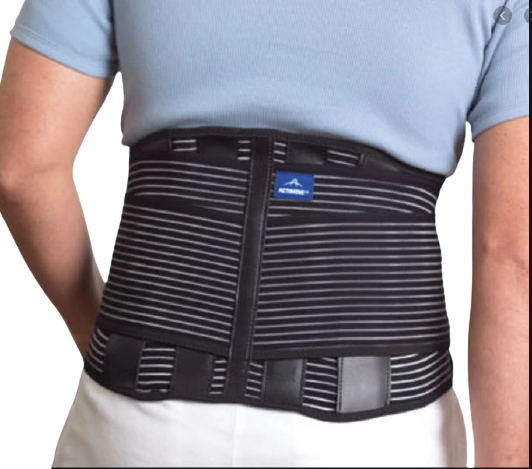 Actimove Sports Edition Back Support 4 Stays Adjustable Double Layer Compression, Black, Small.