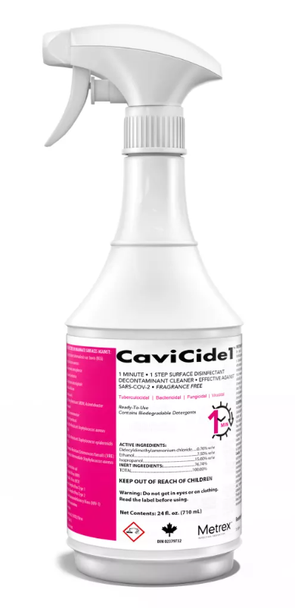 CaviCide1 24 oz Spray 1-Minute, 1-Step Intermediate level surface disinfectant spray.