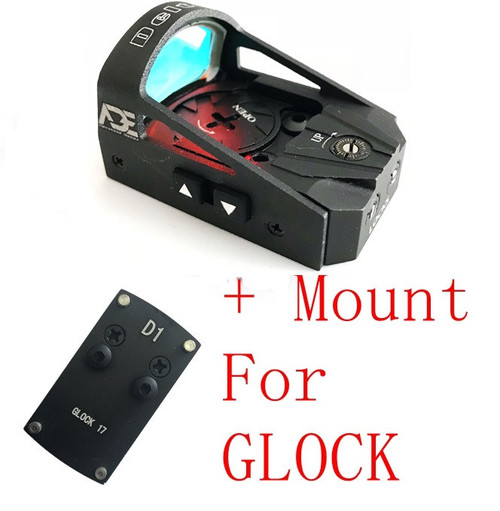 Ade RD3-012 Waterproof RED Dot Reflex Sight + Optic Mounting Plate for All GLOCK (Non-MOS) Standard models Canik TP9SF TP9SA and Taurus GX4, G3C & G3 with factory steel sights pistol