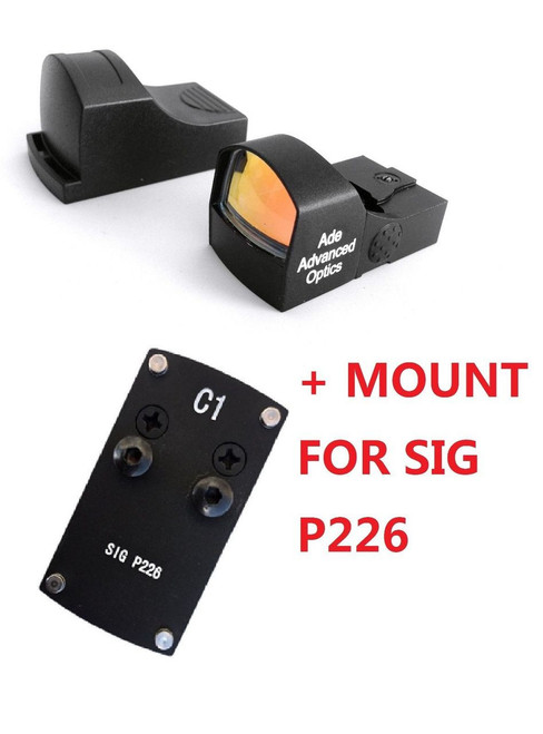Ade Advanced Optics Shake Awake RD3-009 Compact Red Dot Reflex Sight + Optic Mounting Plate for Sig-Sauer-P226, P228, P229, P2022 Pistol