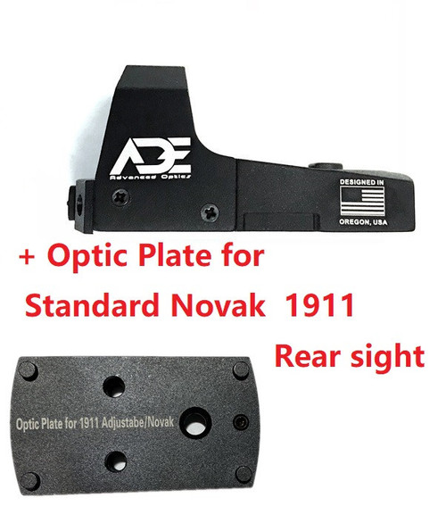 Ade Advanced Optics Huracan RD3-006 Green Dot Sight + Optic Mounting Plate for 1911 Novak Rear Sight Pistol