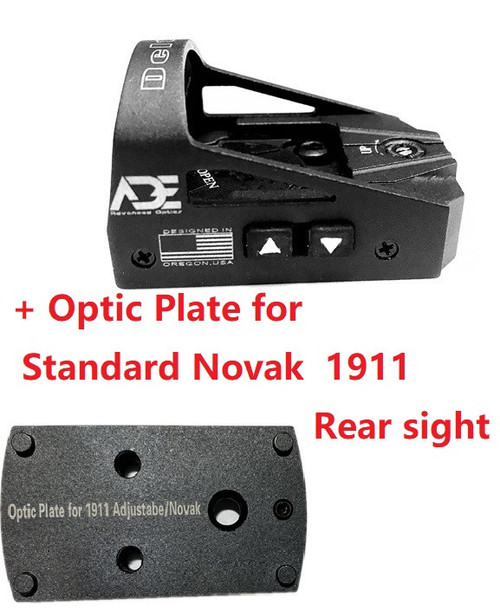 Ade Advanced Optics Delta RD3-012 Dot Sight + Optic Mounting Plate for 1911 Novak Rear Sight Pistol