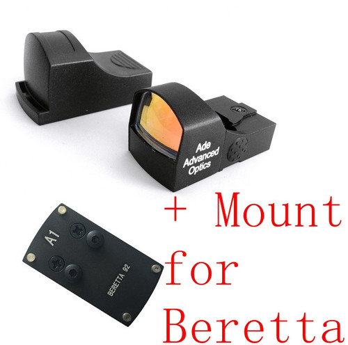 Ade Optics RD3-009 Shake Awake WATERPROOF Compact MINI Red Dot Reflex Sight Pistol + Optic Plate for Beretta M9 22LR/92FS/92AF/M9/SAR B6C