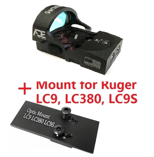 Ade Advanced Optics Bertrillium RD3-013 Red Dot Reflex Sight + Optic Mounting Plate for Ruger LC9,LC380,LC9S Pistol + Picatinny Mounting Plate
