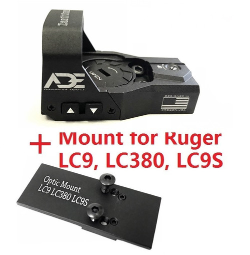 Ade Advanced Optics Zantitium RD3-015 Red Dot Reflex Sight + Optic Mounting Plate for Ruger LC9,LC380,LC9S Pistol + Picatinny Mounting Plate