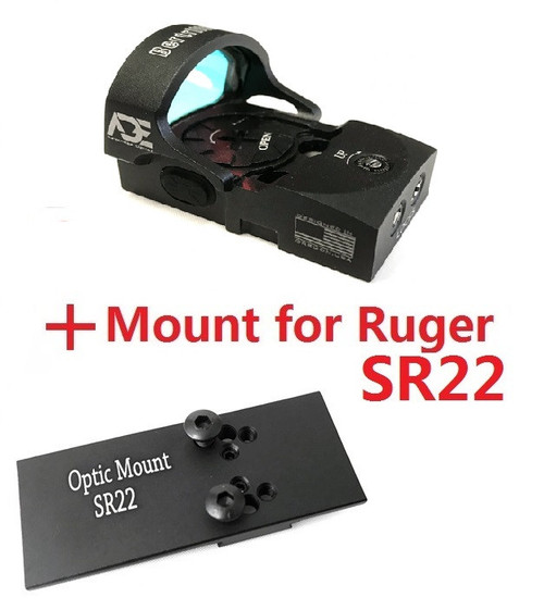 Ade Advanced Optics Bertrillium RD3-013 Red Dot Reflex Sight + Optic mounting plate for  Ruger SR22 Pistol + Picatinny mounting plate