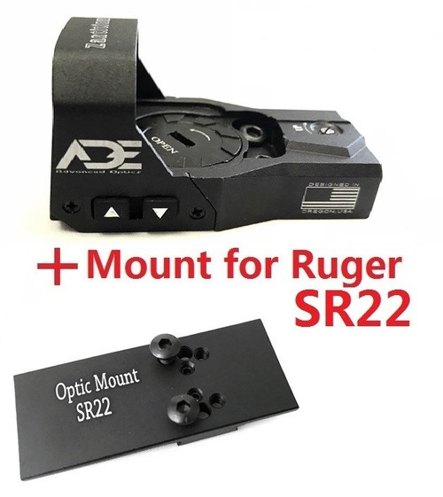 Ade Advanced Optics Zantitium RD3-015 Red Dot Reflex Sight + Optic mounting plate for  Ruger SR22 Pistol + Picatinny mounting plate