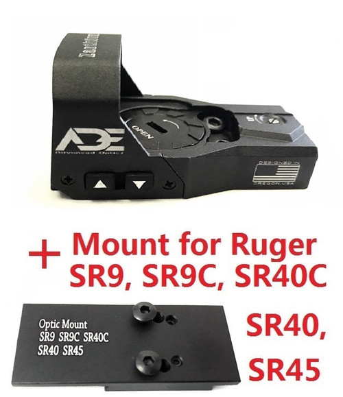 Ade Advanced Optics Zantitium RD3-015 Red Dot Reflex Sight + Optic Mounting Plate for SR9,SR9C,SR40C,SR40,SR45 Pistol + Picatinny Mounting Plate