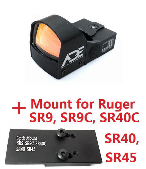Ade Advanced Optics Shake Awake Compact RD3-009 Red Dot Reflex Sight + Optic Mounting Plate for SR9,SR9C,SR40C,SR40,SR45 Pistol + Picatinny Mounting Plate