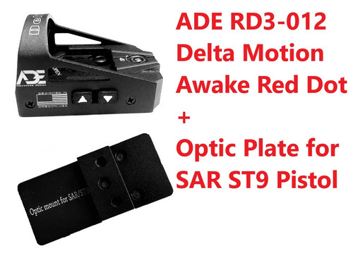 ADE RD3-012 Delta Top Battery Loading Motion Awake Red Dot + Optic Mounting Plate for SAR USA - ST9 Pistol