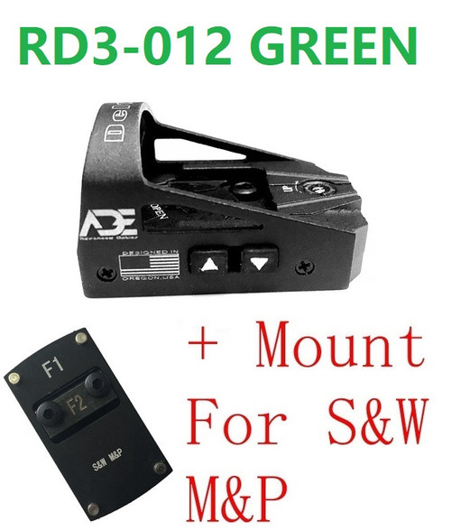 Ade RD3-012-G  Waterproof GREEN Dot Sight + Optic Mounting Plate for SW Smith Wesson MP/MP 2.0 Shield/Zigana PX9 Pistol + Standard Picatinny Mount